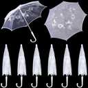 6 Pack Mini White Lace Umbrella Bulk Sequins Embroidery Parasol Vintage Bridal Lace Decorative Umbrella for Tea Party Wedding Party Baby Shower Photography Prop (19.7 Inches)