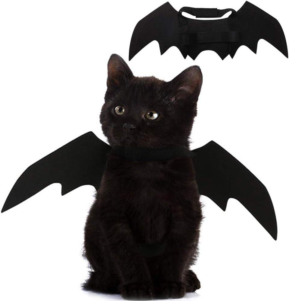 Pet Cat Bat Wings for Halloween Party Decoration, Puppy Collar Leads Cosplay Bat Costume ,Cute Puppy Cat Dress Up Accessories (Black)