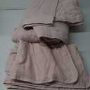 BOURINA Embroidery Quilt Set 3-Piece Oversized Queen Quilt Set Pre-Washed Microfiber Ultra Soft Lightweight Star Embroidery Bedspread Coverlet Set, Flesh Pink