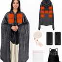 Safeeze Large Portable Heated Blanket 71" × 43", Includes 2 Portable 20000mAh 7.4V Power Banks, 11 Heating Zones, 3 Heat Settings, 1–6H Timer, Machine Washable, with Laundry Bag, Waist Belt & Backpack