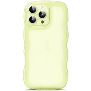 Compatible with iPhone Xs Max Case 6.5", Cute Kawaii Curly Wave Frame Shape Soft Silicone Shockproof Protective Phone Cover for Women Girls, Clear/Yellow
 3Pcs