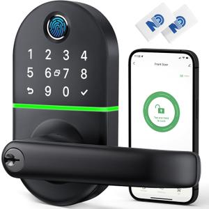 Smart Keypad Door Lock with Handle: NICE DIGI Keyless Entry Electronic Lock for Front Door, Easy Installation (Black)