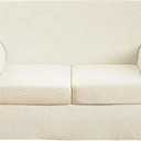 3 Pieces Velvet Loveseat Covers for 2 Cushion Couch Stretch Sofa Covers Washable Dog Couch Cover Embossed Leaf Design Furniture Covers for Sofa (Leaf Ivory, Loveseat)
