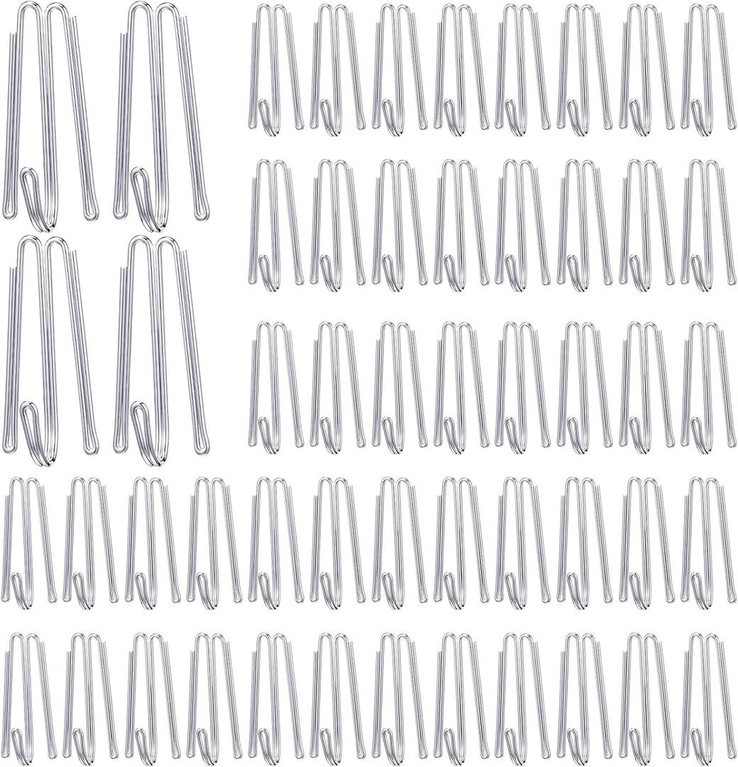 Blulu Pleat Hooks Stainless Steel Curtain Hooks Drapery Clasp and Pin 4 Prongs Pinch Pleat Tools Clips for Window, Shower Curtain(180 Pcs)