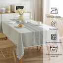 JIALE Tablecloths for Rectangle Tables,Cotton Linen Table Cloth Waterproof Tablecloth Wrinkle Free Farmhouse Dining Tables Cover,Soft Fabric Table Cloths with Tassels,Grey,55" X 55",2-4 Seats