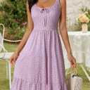 FENSACE Baby Shower Dress Plus Size Sundress Flattering Knee Length Ruffle Hem Sun Dress Wedding Guest Petite Dresses for Women(Pink White Floral-3,X-Large)