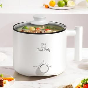 Food Party Hot Pot Electric Pot for Cooking Ramen Cooker 1.8L College Dorm Room Essentials Mini Hotpot Shabu Shabu Pot 110V Noodle Cooker Non Stick