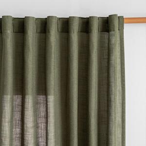 MYSKY HOME Curtains for Living Room 84 Inches Long Semi Sheer Light Filtering Privacy Drapes Linen Look Textured Boho Home Decor, Backdrop Curtain for Parties, 50" x 84", Olive Green, 2 Panels