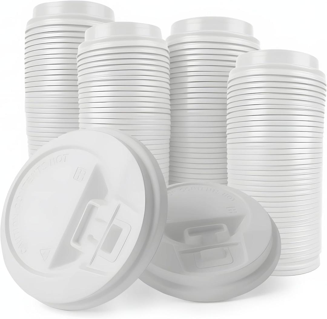 Pack Of 200, White Disposable Coffee Cup lock Lids, Coffee Cup Lids 10 oz 12 oz 16 oz 20 oz, Leak-Proof Plastic Coffee Lids, Heat-Resistant & Strong Hot Cups Lid For Coffee Cups For Everyday