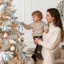 3 x 24 Pcs Christmas Bows for Tree, Light Blue Velvet Ribbon Bow for Christmas Tree, Pre-Tied Vintage Xmas Bows for Xmas Trees Wreaths Gifts Wedding Indoor Outdoor Decorations, 5 x 7 Inch