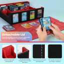 PU Leather Storage Case Fits with Display,3000+ Cards,4-Row Deck Case with Removable Lid,with1Dice tray for dice,24 Colorful Dividers & 4 Card Supporters forTCG Game Cards (Black/Red)