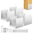 8"x 8" Post Base, 4Pcs Stainless Steel Adjustable Post Anchor Bracket(Internal 7.5" x 7.5"), Adjustable Post Base for Pavilion Deck Porch Handrail Railing Support Decorative Anchor Plate