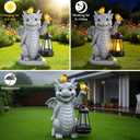 ILLUMINEW Solar Dragon Garden Statue with Lantern and Birds Resin Dinosaur Figurine with LED Light for Yard, Outdoor Decor, Gifts for Mom, Women (Dragon)