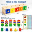 Peacurh Montessori Toys Wooden Color & Shape Sorter Toys for Toddlers 1-3, Matching Box Sorting Blocks Manipulatives Preschool Learning Educational Toy for 1 2 3 4 Year Old Boy Girl Kid Gifts