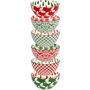 Winter Medley 13 oz All Purpose Bowls  Set of 6 Porcelain Holiday Serving Bowls for Ice Cream, Snacks, or Sides  Festive Assorted Designs for Christmas Entertaining Winter Medley 13 oz All Purpose Bowls  Set of 6 Porcelain Holiday Serving Bowls for Ice Cream, Snacks, or Sides  Festive Assorted Designs for Christmas Entertaining