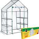 Miracle-GRO 4'8" x 29" x 6'5" Outdoor Mini Walk-in Greenhouse Plant Tent, All-Season Small Walk-in Plant Growth Accelerator with 4 Wire Shelves, Clear