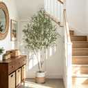 7FT Olive Trees Artificial Indoor with Planter&Basket, Tall Faux Olive Tree