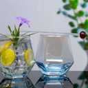 2 Piece 17.7 Oz  Blue Facet Dof Glass Set