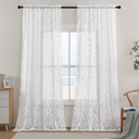 White Lace Curtains 72 Inch Length Vintage Victorian Paisley Floral Curtains for Living Room Bedroom Rod Pocket Light Filtering Neutral French Lace Drapes Snowy Winter Window Privacy Decor, 52x72