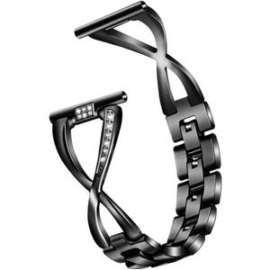 Compatible with AGPTEK LW11 Band for Women 22MM Metal Stainless Steel Bracelet Smart Watch Bands Straps Adjustable Wristband for AGPTEK LW11 (Black)