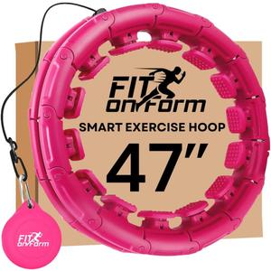 FIT ON FORM Infinity Weighted Hula Hoop for Adults Weight Loss, Smart Exercise Hola Circle Hoop for Women Abs Workout (47", Pink)