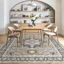 Vintage Living Room Area Rug 10x14 - Large Soft Washable Oriental Traditional Distressed Farmhouse Rugs for Bedroom - Indoor Floor Accent Carpet for Home Office House Decor - Black Brown