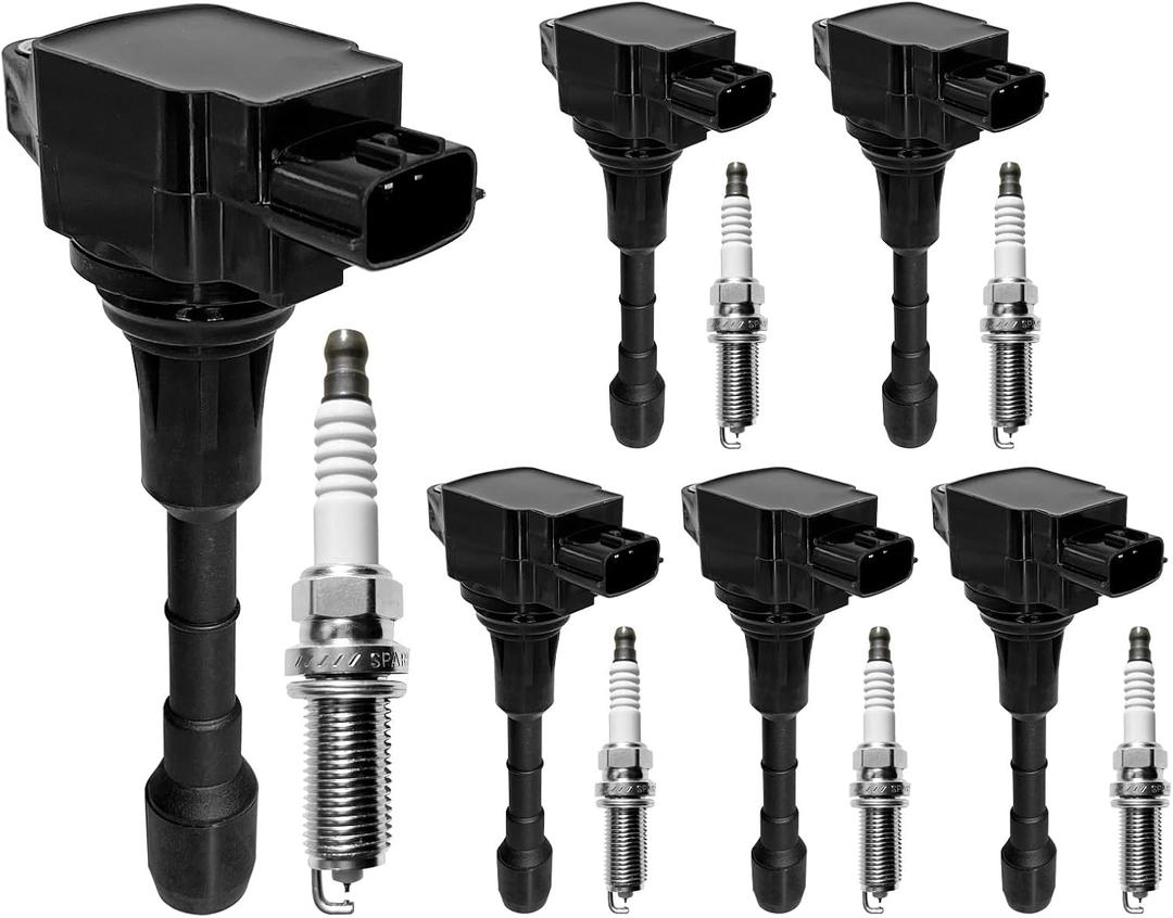 Ignition Coil & Spark Plugs Set of 6 Compatible with Nissan Murano Maxima Pathfinder Altima Quest Infiniti FX35 G35 Q50 QX60 3.5L V6 & More Replaces# UF550