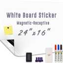 Magnetic Whiteboard Sticker - Adhesive Backing 24'' x 16'' Dry Erase Board for Wall Whiteboard Contact Paper for Office Home Door Include Marker Magnet Eraser