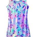 Domusgo Kids Girls Gymnastics Leotard Size 5-6 Years Old Tumble Bodysuits Violet Blue Butterfly Practice Bodysuits