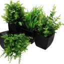4pcs Mini Artificial Eucalyptus and Faux Grass Plants in Black Pots Small Fake Plants for Indoor Home Office Bathroom Shelf Space Saving Decorative Greenery for Table and