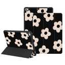 Lornpa Case for iPad 6th/ 5th Generation 9.7 inch (2018/2017), iPad Air 2 & 1 (2014/2013), Protective Case with Pencil Holder, Auto Wake/Sleep Cover for iPad 6th Gen, Black Flowers