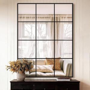 Window Pane Wall Mirror, 40"x30" Wall Mounted Window Mirror for Living Room, Bedroom, Entryway, Dining Room, Home Wall Decor