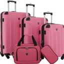 Travelers Club Chicago Hardside Expandable Spinner Luggage, Hot Pink, 5 Piece Set