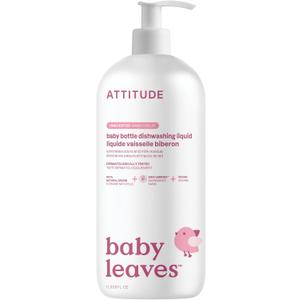 ATTITUDE Baby Bottle & Dish Soap, EWG Verified Bottle Cleaner, Fragrance Free & Dye Free, Removes Milk Residue & Grease, Vegan, Unscented, 33.8 Fl Oz