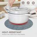 13" Round Placemats Set of 4, Reversible Faux Leather Wipeable Table Mats | 2mm Vinyl Heat Resistant, Waterproof Oilproof Scratch Proof Non-Slip, Washable for Kitchen Dining Indoor Outdoor (Light Blue)