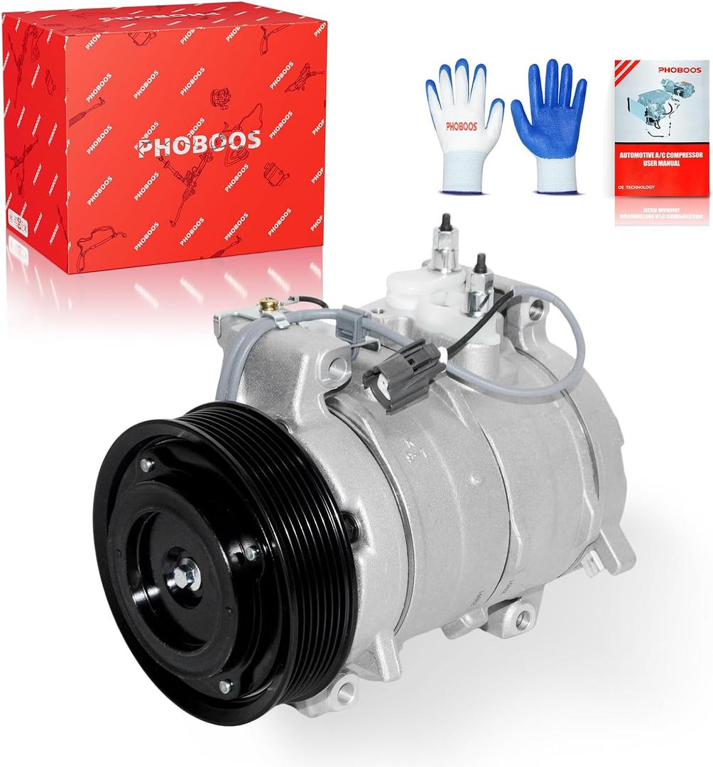 PHOBOOS A/C Compressor with Clutch Compatible with Honda Element 2003-2011 L4 2.4L, Fast Cooling, Low Noise, Easy Installation, Ref. 78372, CO-10739C