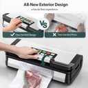 95kPa Vacuum Sealer Machine with AquaLock Technology, for Moist Seals, 2X Seal & 130W, Fully Automatic Food Sealer, Built-In Cutter, Bag Storage & Hose, Precision Sealing, 2 Bag Rolls,Stainless Steel
