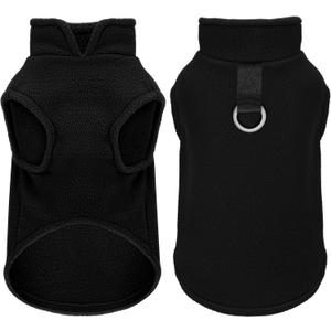 Sleeveless Pullover Fleece Vest for Small Dogs: Cozy Polyester Dog Jacket, Tank Top Sweater with Leash Ring and Armholes, Crisp, Warm, and Easy-to-Wear Design for Everyday Comfort Black S