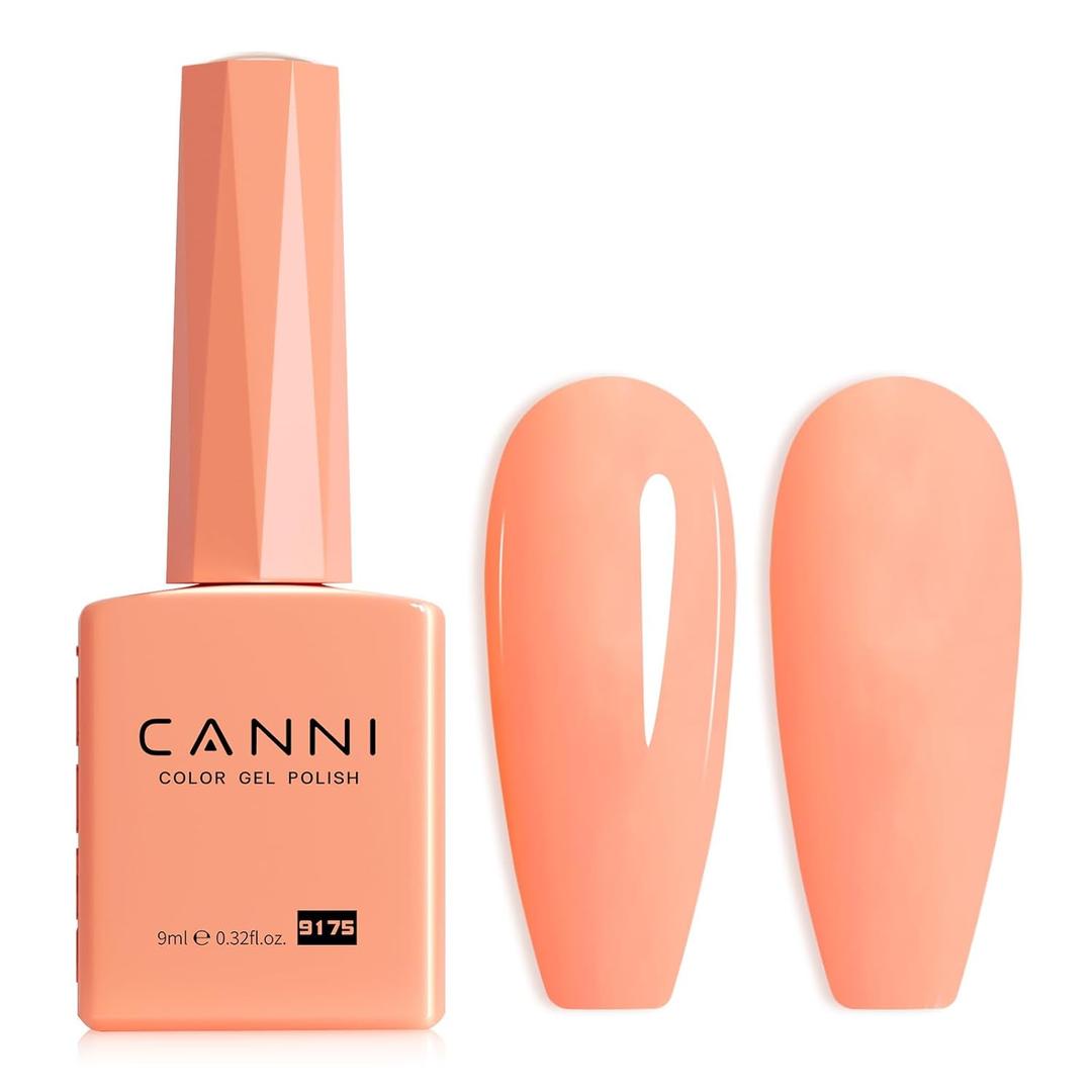 CANNI Pastel Pink Gel Nail Polish, 1 Pcs Peach Pink Gel Polish Color Soak Off U V Nail Manicure Salon DIY at Home