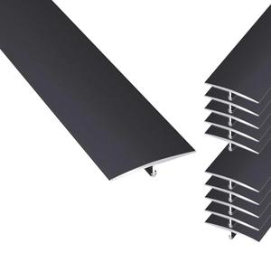 10Pcs Aluminum T Molding Floor Transition Strip, 48In Aluminum T Molding Trim, Floor Strip Floor Flat Divider Strip for Joining Floor Gaps, Threshold, Floor Tiles (Black, 4ft x 1.57in 10Pcs)