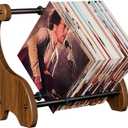 Vinyl Record Storage Premium Wooden Record Holder & Album Crate, Holds 60+ Records, Desktop Display Stand for Vinyl Lovers