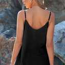 BLENCOT Women Summer Tank Tops Casual V Neck Strappy Loose Beach Sleeveless Shirts Blouses (Black, L)