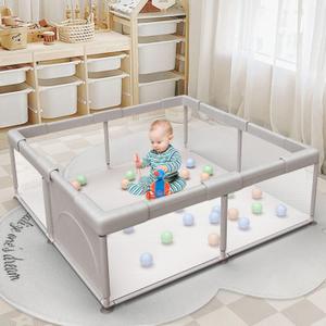 Baby Playpen Play Pens for Babies and Toddlers Play Yards for Indoor & Outdoor with Breathable Mesh Anti-Fall Playpen Grey (50"X50")