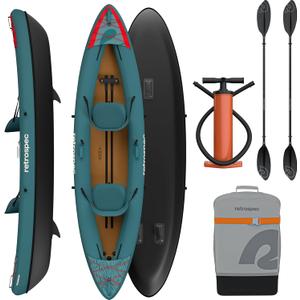 Retrospec Coaster Inflatable Kayak for Adults, 220 & 440lb Weight Capacity, Lightweight with Paddle & Pump
