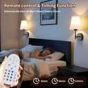 Battery Operated Wall Sconce Set of 2, Rechargeable Wall Lights with 5200mAh Dimmable Bulbs and Remote,15 RGB Colors Wireless Wall Lamps with Fabric for Bedroom Living Room Hallway Decor (Black)