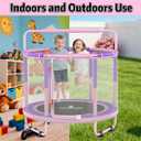 LANGXUN 60" Trampoline for Kids, 5ft Toddler Mini 6-in-1 Trampoline Indoor Outdoor with Swing, Basketball Hoop, Dart Board, Rings, Christmas Toys Birthday Gifts for Girls Boys