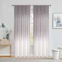 Vision Home Purple Ombre Window Curtains Linen Texture Gradient Light Filtering Semi Sheer Curtains 84 inch Length for Living Room Bedroom Rod Pocket,Cream White to Lavender,50" Wx84 L Each,2 Panels