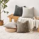 MIULEE Pack of 4 Couch Throw Pillow Covers 18x18 Inch Neutral Soft Decorative Chenille Pillow Covers Farmhouse Boho Cushion Covers for Mid Century Modern Spring Home Decor Sofa Bedroom Living Room
