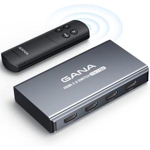 HDMI Switch 3 in 1 Out 4K@60Hz, GANA HDMI Splitter Switcher with Remote, Aluminum HDMI 2.0 Switch Box Hub for 3D, HDCP2.2, HDR, Compatible with Xbox, PS5/4/3,Fire Stick,Roku,Blu-Ray Player, Grey I