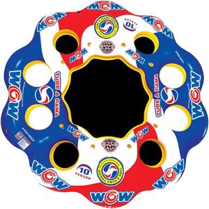Wow Sports Tube-A-Rama Inflatable Floating Island - Holds Up to 10 People - 8 Seats - Water Raft for Adults & Kids